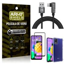 Kit LG K62 / K62 Plus Cabo em L Tipo C HS180 + Capinha + Película 3D - Armyshield