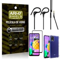 Kit LG K62 / K62 Plus Fone Sport HS92 + Capinha + Película 3D - Armyshield