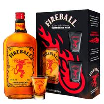 Kit Licor de Canela e Whisky Fireball 750ml + 2 Copos Shot