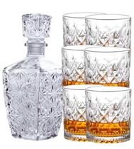 Kit Licoreira Garrafa De Vidro Para Whisky + 6 Copos De Whisky Mini Bar Em Casa Decoração Uisque