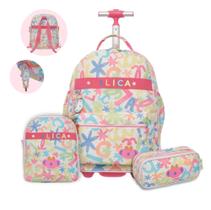 Kit Lilica Ripilica Florescer - Mochila tubo rodinhas + Estojo duplo + Lancheira 7715110 Kit Lilica Ripilica Florescer - Mochila tubo rodinhas + Estojo duplo + Lancheira 7715110