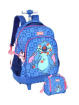 Kit Lilo E Stitch Mochila, Lancheira, Chaveiro Angel - Azul