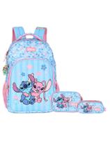 Kit Lilo Stitch Angel Mochila Costas + Estojo Box e Triplo Kit Lilo Stitch Angel Mochila Costas + Estojo Box e Triplo