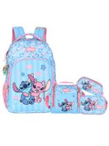 Kit Lilo Stitch Angel Mochila Costas + Lancheira + Estojos
