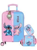 Kit Lilo Stitch Mala Viagem Escolar + Lancheira e Estojo Box