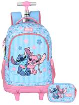 Kit Lilo Stitch Mochila 2EM1 Rodas Costas + Estojo Box Luxo