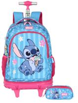 Kit Lilo Stitch Mochila 2EM1 Rodas Costas + Estojo Triplo Kit Lilo Stitch Mochila 2EM1 Rodas Costas + Estojo Triplo