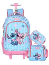 Kit Lilo Stitch Mochila 2Em1 Rodas + Lancheira + Estojo Box