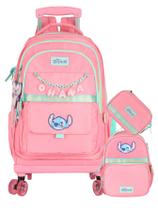 Kit Lilo Stitch Mochila 4 Rodas + Lancheira + Estojo box