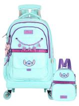 Kit Lilo Stitch Mochila 4 Rodas + Lancheira Térmica 2Em1