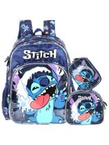 Kit Lilo Stitch Mochila Costas + Lancheira + Estojo B Menino