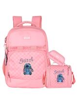 Kit Lilo Stitch Mochila Costas + Lancheira + Estojo Triplo