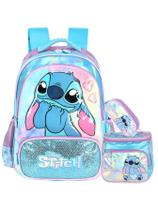 Kit Lilo Stitch Mochila Costas + Lancheira + Estojo Triplo