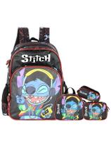Kit Lilo Stitch Mochila Costas + Lancheira + Estojos Menino