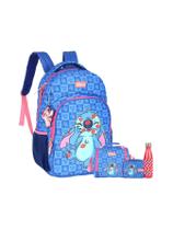 Kit Lilo Stitch Mochila+Lancheira+Estojo+Garrafa 741 - Azul