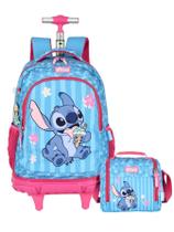 Kit Lilo Stitch Mochila Rodas 2Em1 + Lancheira Térmica