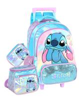 Kit Lilo Stitch Mochila Rodas + Lancheira + Estojo Box Luxo