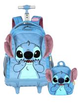 Kit Lilo Stitch Mochila Rodas + Lancheira Térmica Pelúcia