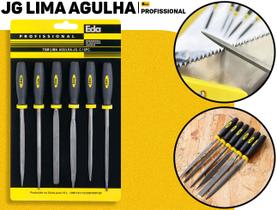Kit Limas Tipo Agulha Eda 6 Pçs Triangular Redonda Chata Meia Cana Cabo Emborrachado P/ Madeira Metal Trabalhos Manuais
