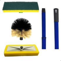 Kit Limpa Azulejos e Vidros Janelas Vassoura Teto Cabo Extensor 3 Metros