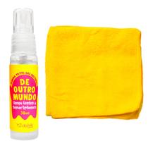 Kit Limpa Bacterias Lentes e Celulares com Pano Microfibra Cor: Amarelo