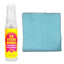 Kit Limpa Bacterias Lentes e Celulares com Pano Microfibra Cor:Azul Claro