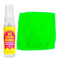 Kit Limpa Bacterias Lentes e Celulares com Pano Microfibra Cor:Verde Claro