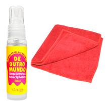 Kit Limpa Bacterias Lentes e Celulares com Pano Microfibra Cor: Vermelho Kit Limpa Bacterias Lentes e Celulares com Pano Microfibra Cor: Vermelho