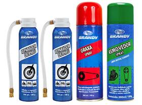 Kit Limpa Corrente + Graxa Spray + 2 Reparadores Para Moto - Brandy Kit Limpa Corrente + Graxa Spray + 2 Reparadores Para Moto - Brandy
