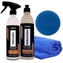 Kit Limpa e Hidrata Couro Vonixx Higicouro e Hidracouro + Aplicador e Pano Microfibra