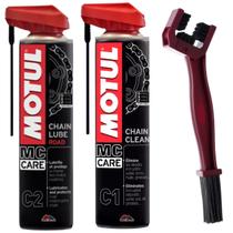 Kit Limpa e Lubrifica c/ Escova Correntes Motos On Road Estrada Speed Street Naked Motul C1 + C2 Chain Clean Lube Kit Limpa e Lubrifica c/ Escova Correntes Motos On Road Estrada Speed Street Naked Motul C1 + C2 Chain Clean Lube