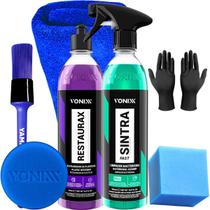 Kit Limpa e Restaura Painel e Detalhes Plásticos automotivo Sintra Fast + Restaurax Vonixx