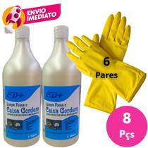 Kit Limpa Fossa Caixa Gordura Ralo Desengordurante 1L Desentope E Luva Látex Limpeza Multiuso