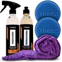 Kit Limpa Hidrata Couro Higicouro 500ml Hidracouro 500ml Aplicador Toalha Microfibra Vonixx
