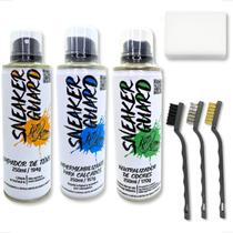 Kit Limpa Impermeabiliza Tira Odor Tênis Sneakers + Escovas