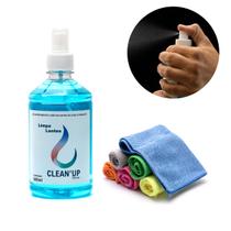 Kit Limpa Lentes Óculos Tela Tv Celular Notebook com 1 Spray 500ml + 10 Flanela Magica Especial 15x15cm