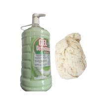 Kit Limpa Mãos Gel Desengraxante 2L Com Válvula Estopa Branca 150g Limpeza Profissional Automotiva Mecânica Removedor De Graxa Oficina Industrial