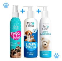 Kit Limpa Pata Olhos Orelha PetClean Pet Clean Gato Cachorro