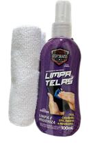 Kit Limpa Telas 100ML com Pano Microfibra Televisao Monitor Limpeza Celular Tablets