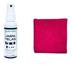 Kit Limpa Telas Clean 60Ml Com Pano Microfibra Rosa Kit Limpa Telas Clean 60Ml Com Pano Microfibra Rosa
