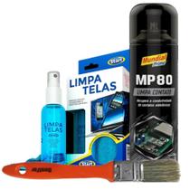 Kit Limpa Telas Spray Limpa Contato Pano Microfibra Pincel Trincha Ideal para Manutenção em informática, Eletrônica - CMR