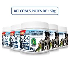 Kit Limpa Tóca Com 5 Potes De 150 G Eliminador De Odores Pet - Tira Cheiro De Xixi