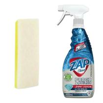 Kit Limpa Vidros Brilho Zap Clean 500ml + Esponja Branca Cor:Branco Kit Limpa Vidros Brilho Zap Clean 500ml + Esponja Branca Cor:Branco