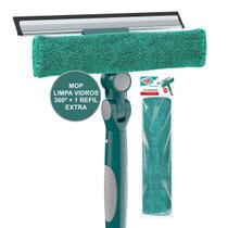 KIT LIMPA VIDROS FLASH LIMP EXTENSIVEL 360 CABO 164cm LIMPEZA SACADA VIDRO BOX JANELA + REFIL EXTRA