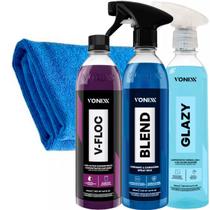 Kit Limpa Vidros Glazy + Blend Spray + Shampoo V-floc Vonixx