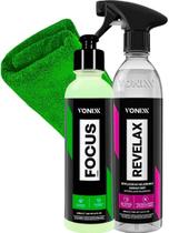 Kit Limpa Vidros Remove Manchas Focus 240ml - Revelax 500ml Vonixx