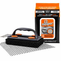 Kit Limpador de Grelha BBB Q.Swiper com Raspador Inox e 25 Lenços Umedecidos Sem Cerdas Limpeza Prática Segura e Eficiente Remove Gorduras Resíduos