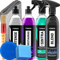 Kit Limpador Multiação Bactericida Sintra Fast Cera Liquida Para Carro Preto Blend Black Revitalizador Restaurax Intense Vonixx