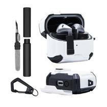 Kit Limpador para Fones e Capa Protetora Airtrek Nerdcase Compatível com Galaxy Buds 3, Buds Pro 3, Buds 3 FE, Preto e Branco