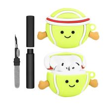Kit Limpador para Fones e Capa Protetora de Silicone Nerdcase Compatível com AirPods 4, Bola de Tênis Kit Limpador para Fones e Capa Protetora de Silicone Nerdcase Compatível com AirPods 4, Bola de Tênis